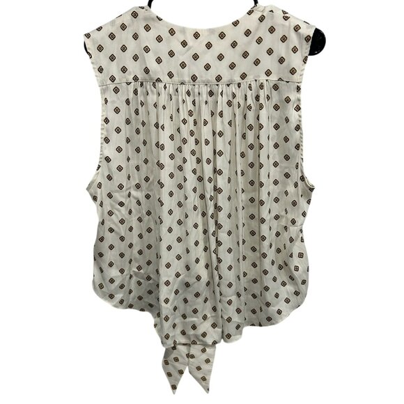 Free People Cream Combo Tie-Front Sleeveless Blouse Sz Small Geometric Print NWT - Picture 2 of 10